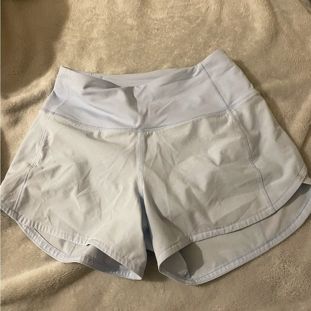 Lululemon Light Blue 4” HR Speed Up Shorts